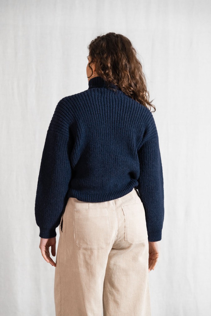 Baby-Alpaka Turtleneck Strickpullover Sabeti Blau from Jyoti - Fair Works