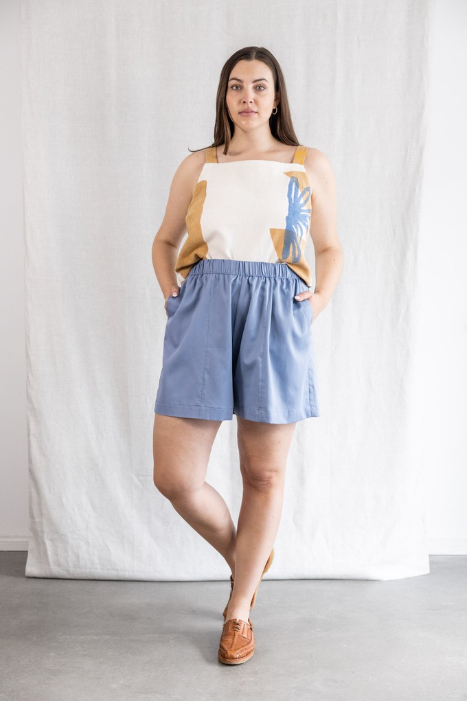 Organic cotton shorts Sitara satin blue from Jyoti - Fair Works