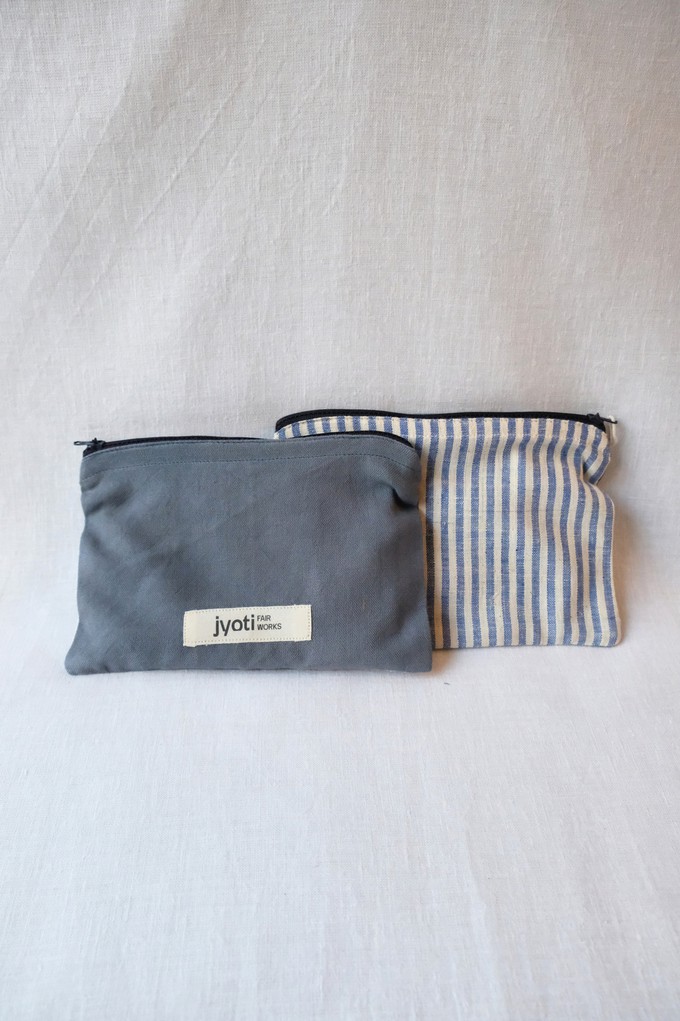 Cotton pouch Thanjavur Blue/Striped from Jyoti - Fair Works