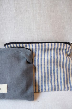 Cotton pouch Thanjavur Blue/Striped from Jyoti - Fair Works