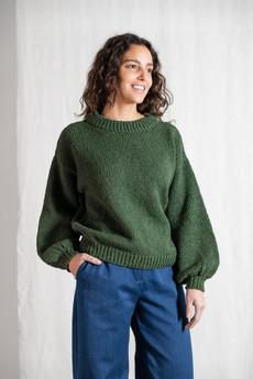 Baby-Alpaka Strickpullover Lupuna Olive via Jyoti - Fair Works