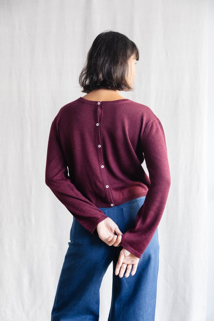 Baby alpaca knitted cardigan Navan Berry from Jyoti - Fair Works