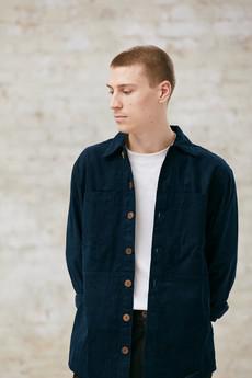 Organic Cotton Corduroy Shacket Kal Night Blue via Jyoti - Fair Works