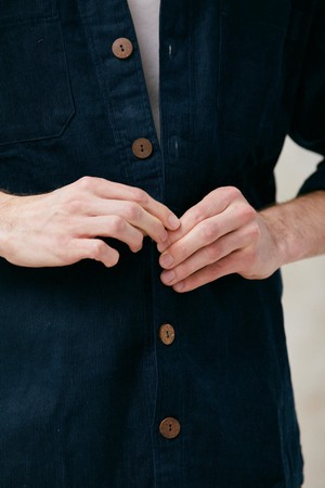 Organic Cotton Corduroy Shacket Kal Night Blue from Jyoti - Fair Works