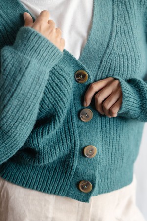 Baby Alpaca Knitted Cardigan Arequipa Ocean from Jyoti - Fair Works