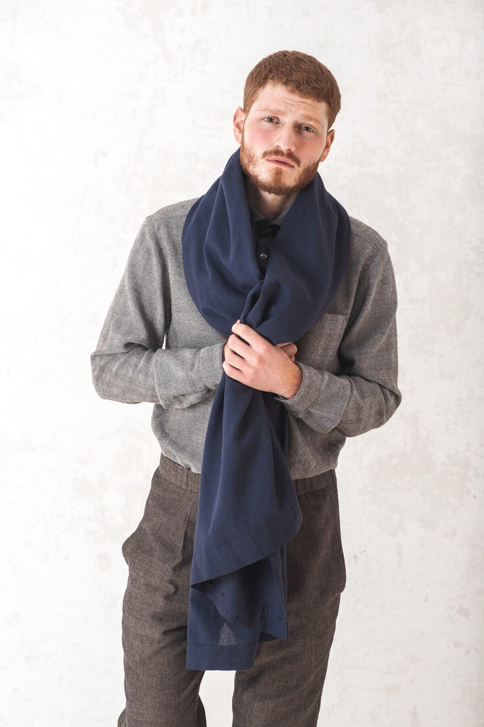 Sanavi Cotton Scarf, Night Blue from Jyoti - Fair Works