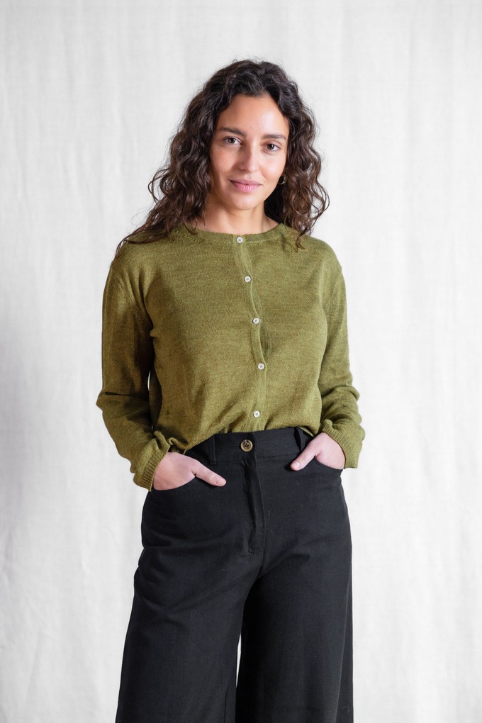 Baby alpaca knitted cardigan Navan Dijon from Jyoti - Fair Works