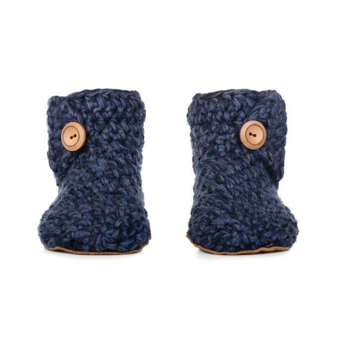 Extra Chunky Bamboo Wool Boot Slippers Midnight Blue from Kingdom of Wow!