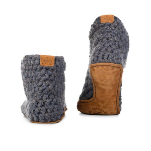 Extra Chunky Bamboo Wool Boot Slippers Charcoal from Kingdom of Wow!