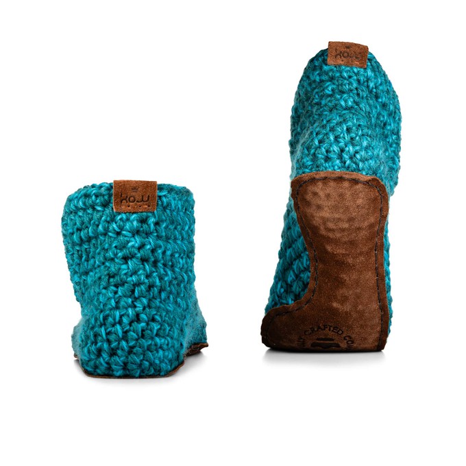 Glacier Teal Bamboo Wool Bootie Slippers from Kingdom of Wow!