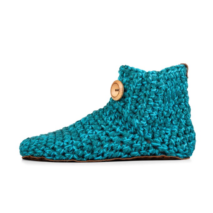 Glacier Teal Bamboo Wool Bootie Slippers from Kingdom of Wow!
