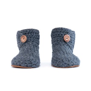 Charcoal Wool Bamboo Bootie Slippers from Kingdom of Wow!