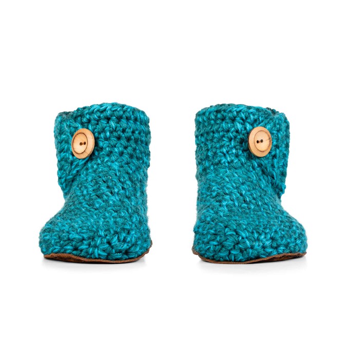 Glacier Teal Bamboo Wool Bootie Slippers from Kingdom of Wow!