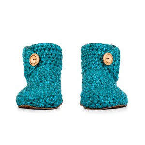 Glacier Teal Bamboo Wool Bootie Slippers from Kingdom of Wow!