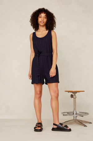 LOUISE PLAYSUIT | INDIGO STRIPE HEMP from Kings of Indigo