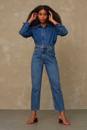 CAROLINE CROPPED STRETCH | ECO XAVIER BLUE MARBLE from Kings of Indigo