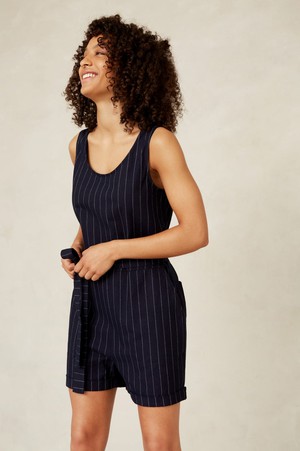 LOUISE PLAYSUIT | INDIGO STRIPE HEMP from Kings of Indigo