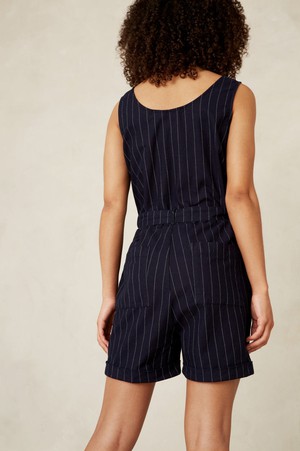 LOUISE PLAYSUIT | INDIGO STRIPE HEMP from Kings of Indigo