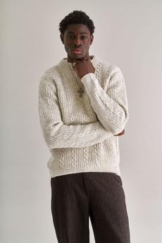CABLE Lambs Wool Jumper - Natural via KOMODO