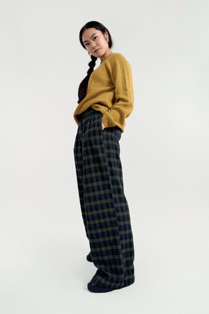 LILY Organic Cotton Flannel Trouser - Navy Check from KOMODO