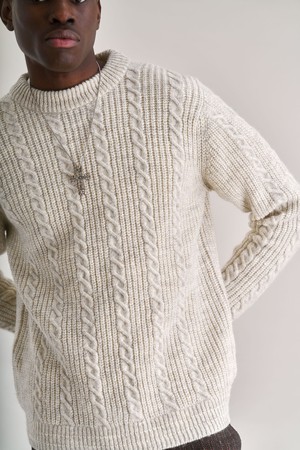 CABLE Lambs Wool Jumper - Natural from KOMODO
