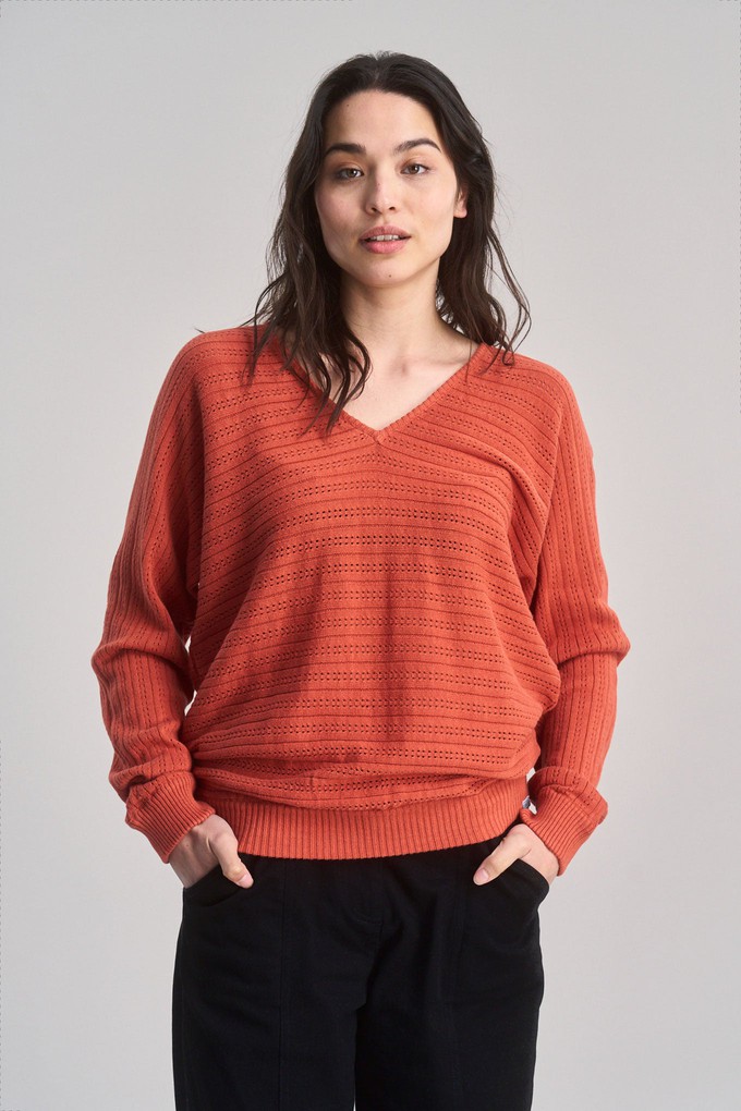 CLOVER - Pointelle Knit Organic Cotton Jumper - Clay from KOMODO