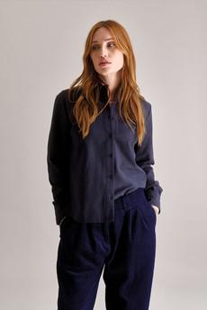 KENJI Cotton Tencel Shirt - Navy via KOMODO