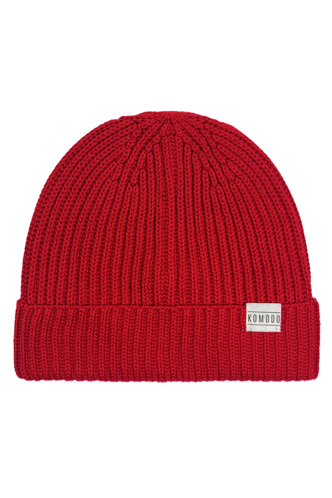 TOWN - GOTS Organic Cotton Beenie Hat Bright Red from KOMODO