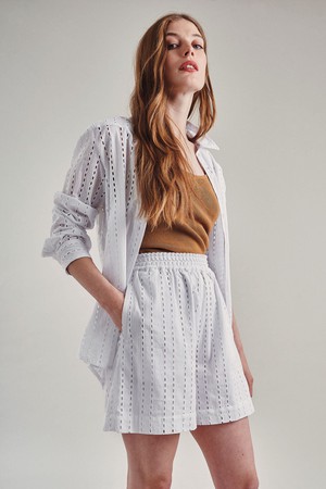 RIO - Organic Broderie Anglaise Shirt - White from KOMODO