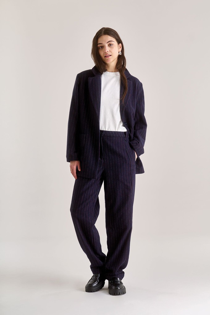 MADDIE Recycled Poly Wool Trouser - Navy from KOMODO MADDIE Recycled Poly Wool Trouser - Navy from KOMODO