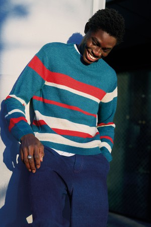 GABRIEL Lambs Wool Stripe Jumper - Evergreen from KOMODO