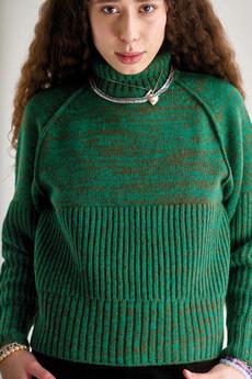 MILLIE Wool Stripe Jumper - Green via KOMODO