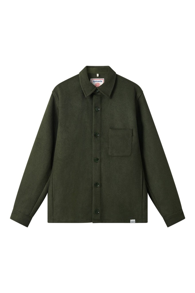 JOHAN Recycled Wool Poly Blend Over Shirt- Olive from KOMODO JOHAN Recycled Wool Poly Blend Over Shirt- Olive from KOMODO