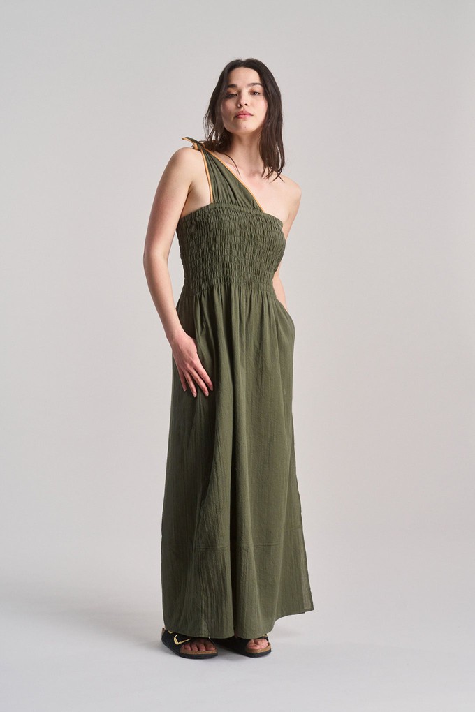 BOMA Organic Cotton Seersucker Dress - Khaki from KOMODO