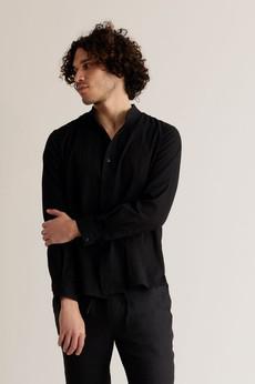 MYTHOS - Organic Cotton Grandad Shirt Black via KOMODO