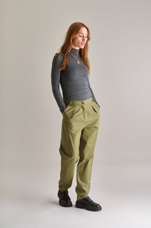 LYLA Cotton Tencel Trouser - Olive from KOMODO LYLA Cotton Tencel Trouser - Olive from KOMODO