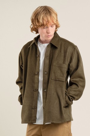 JOHAN Recycled Wool Poly Blend Over Shirt- Olive from KOMODO