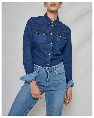 Sawtooth Shirt Worker Blue WOMEN from Kuyichi