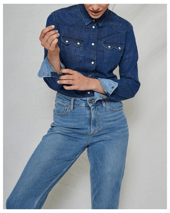Sawtooth Shirt Worker Blue WOMEN from Kuyichi