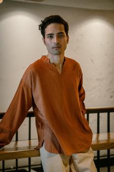 Effortless Edit Stitch Lines Shirt - Rust via Lafaani