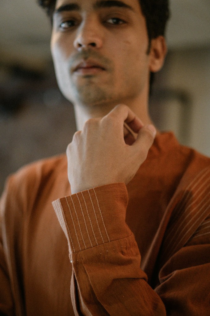 Effortless Edit Stitch Lines Shirt - Rust from Lafaani