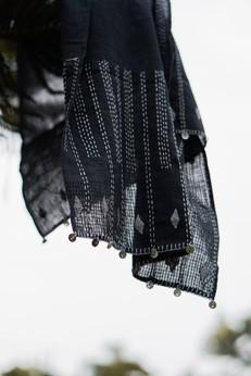 Sonder Kantha Scarf (Black/Kora) via Lafaani