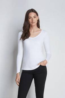 Long Sleeve V Neck Cotton Modal Blend T-shirt via Lavender Hill Clothing