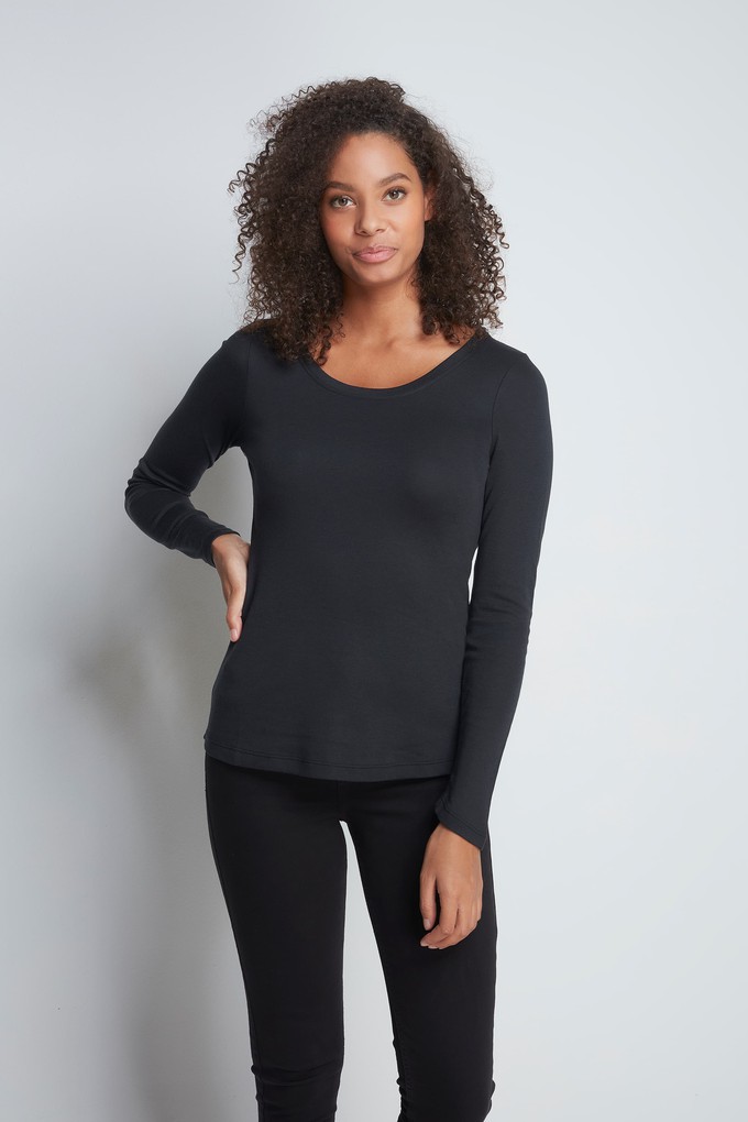 Long Sleeve Scoop Neck Cotton Modal Blend T-shirt from Lavender Hill Clothing