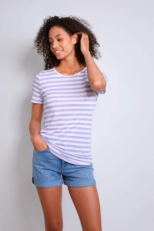 Short Sleeve Striped Linen T-shirt from Lavender Hill Clothing