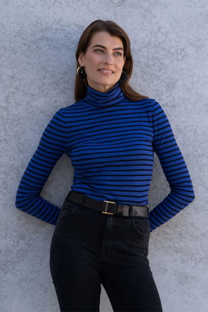 Striped Cotton Roll Neck from Lavender Hill Clothing