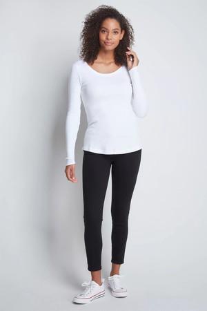 Long Sleeve Scoop Neck Cotton Modal Blend T-shirt from Lavender Hill Clothing