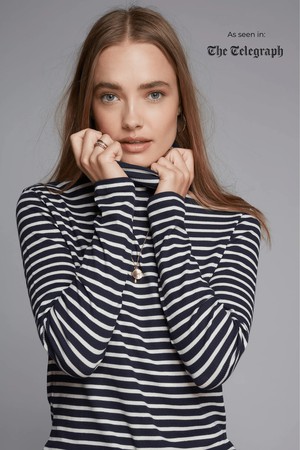 Striped Cotton Roll Neck from Lavender Hill Clothing