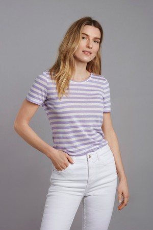 Short Sleeve Striped Linen T-shirt from Lavender Hill Clothing