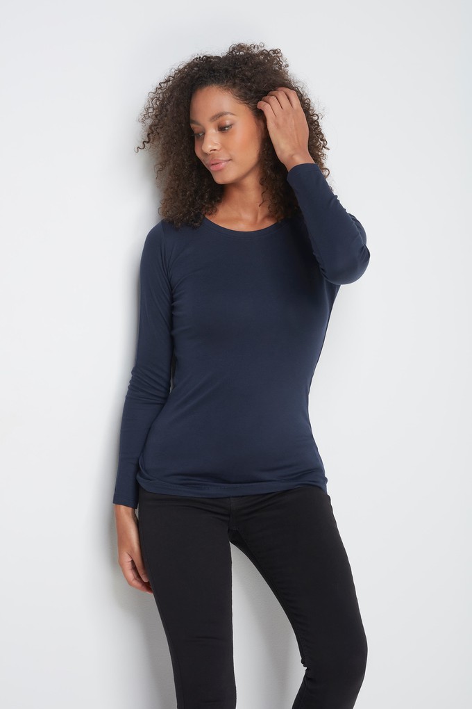 Long Sleeve Crew Neck Cotton Modal Blend T-shirt from Lavender Hill Clothing